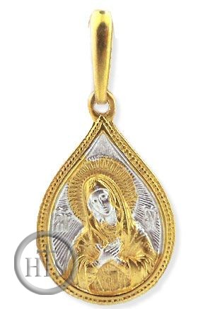 Product Pic - Virgin of Extreme Humility, Sterling Silver, Gold Plated Pendant, Small