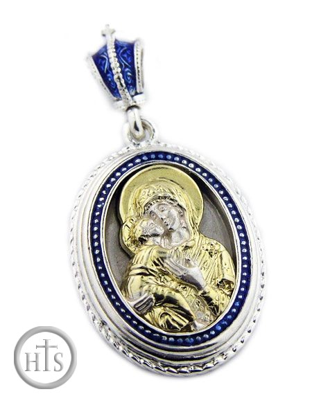 Product Pic - Virgin of Vladimir / Holy Trinity, Sterling Silver, Gold Plated Pendant 