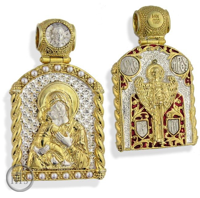 Product Picture - Two Tone Virgin of Vladimir / Arch. Michael, Silver, Gold Plated Medal 