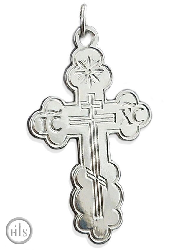 Product Photo - Sterling Silver Three Barred Orthodox Cross, 1 7/8