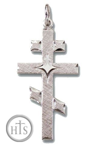 HolyTrinityStore Photo - Sterling Silver Three Barred Orthodox   Cross, 1 1/4