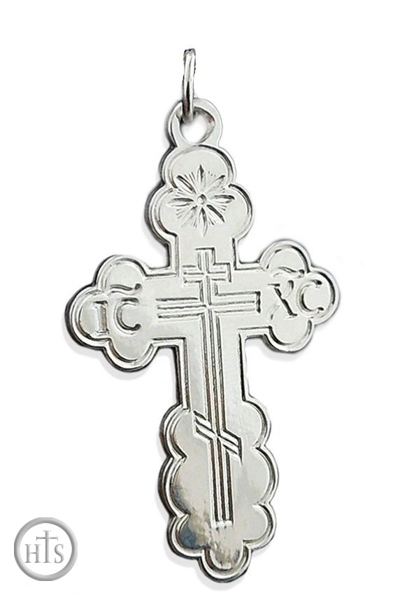 HolyTrinityStore Photo - Sterling Silver  Three Barred Orthodox Cross, 1 1/4