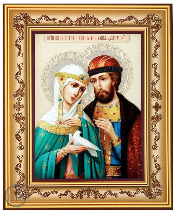 HolyTrinityStore Picture - Saints Peter and Fevronia, Orthodox Icon in Frame 