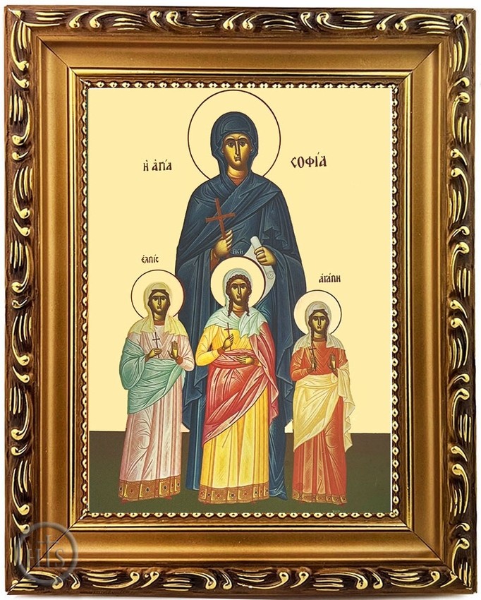 Product Pic - Saints Sophia and Daughters, Byzantine Icon in Frame