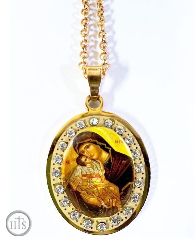 HolyTrinityStore Photo - Virgin Mary Sweet Kissing, Necklace Pendant with Chain