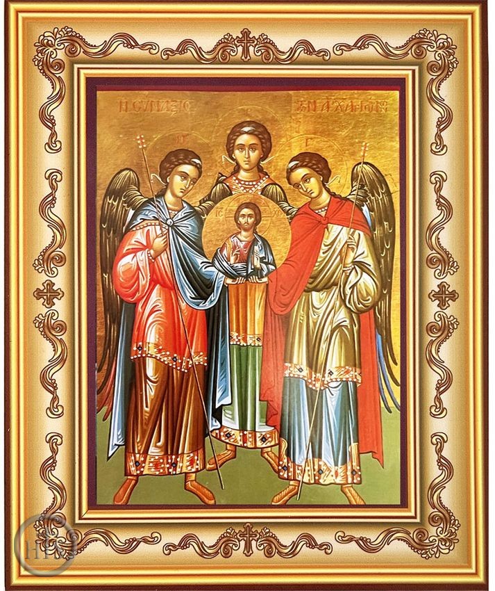 Photo - Synaxis of the Holy Archangels, Wooden Frame Icon with Stand
