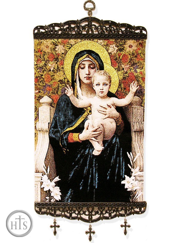 Picture - Madonna & Child, Textile Art  Tapestry Icon Banner, Large 