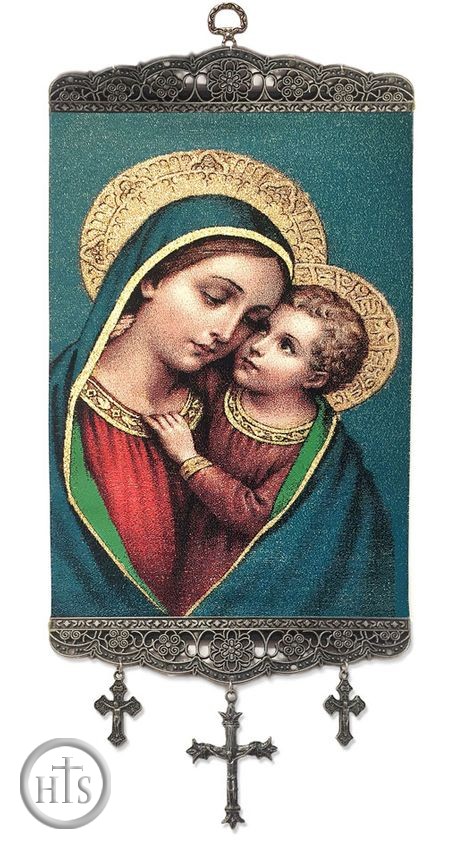 Pic - Madonna & Child, Textile Art  Tapestry Icon Banner, Large 