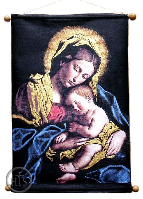 Pic - Madonna & Child, Textile Art  Tapestry Icon Banner Extra Large