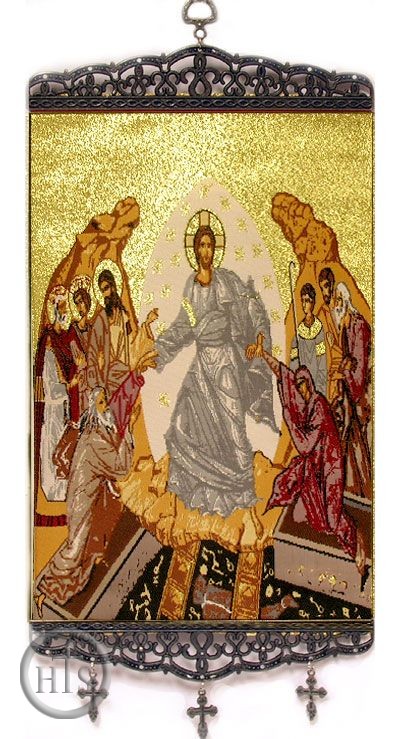 Picture - Pascha - Resurrection of Christ,   Textile Art  Tapestry Icon Banner Large