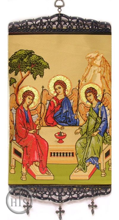 Product Image - Old Testament Trinity,  Textile Art  Tapestry Icon Banner Large
