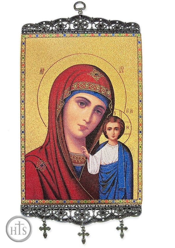 Pic - Virgin of Kazan,  Textile Art  Tapestry Icon Banner Large