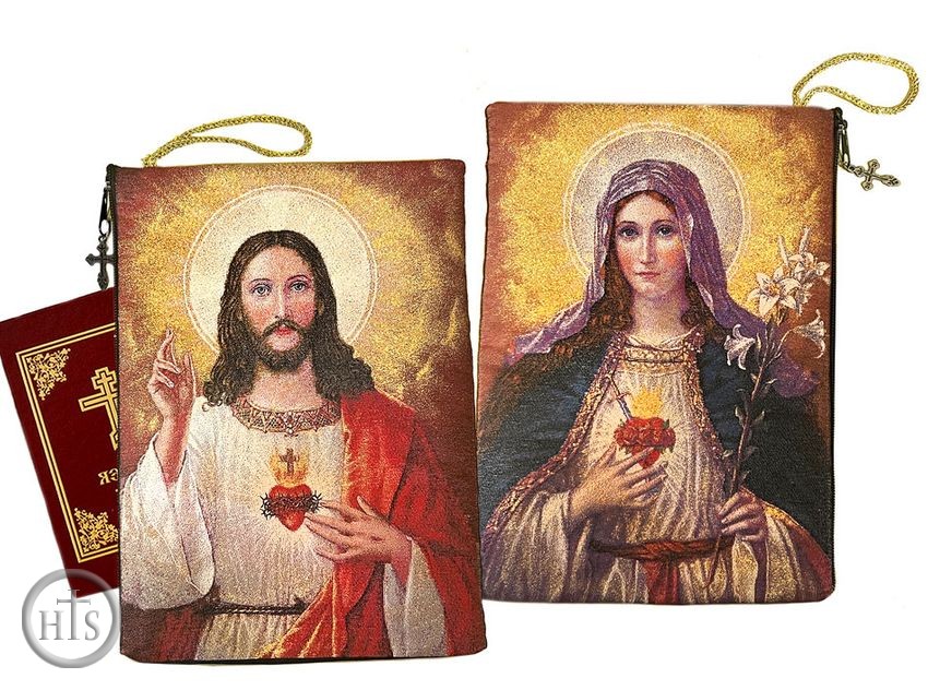 Photo - Sacred Hearts of Jesus and Virgin Mary, Tapestry Case for Bible, iPad