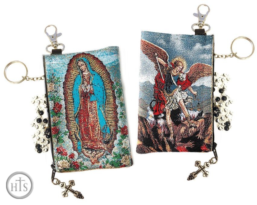Product Pic - Our Lady Of Guadalupe and Arch. Michael, Tapestry Cloth / Case Pouch
