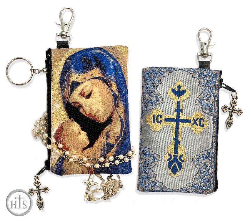 HolyTrinityStore Photo - Madonna and Child /  Holy Cross, Tapestry Cloth / Case Pouch