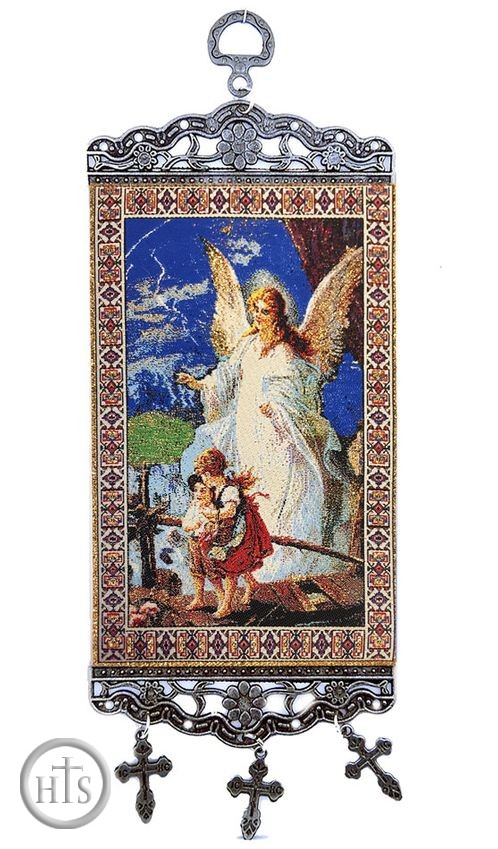 Photo - Guardian Angel with Children,  Tapestry Icon Banner, ~10