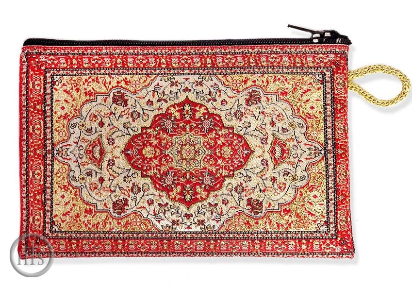 Picture - Tapestry Pouch Case Purse, Red-Gold