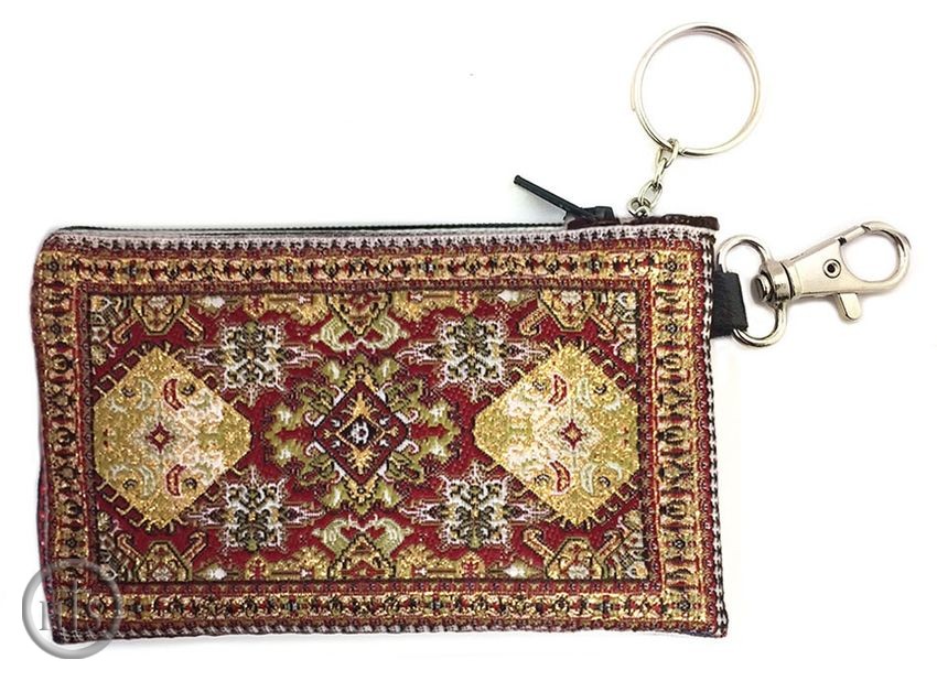 Photo - Tapestry Holder for Rosary with Key Chain,  Red