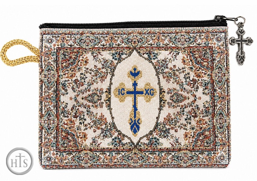 Picture - Byzantine Cross IC XC, Tapestry Pouch Case Purse