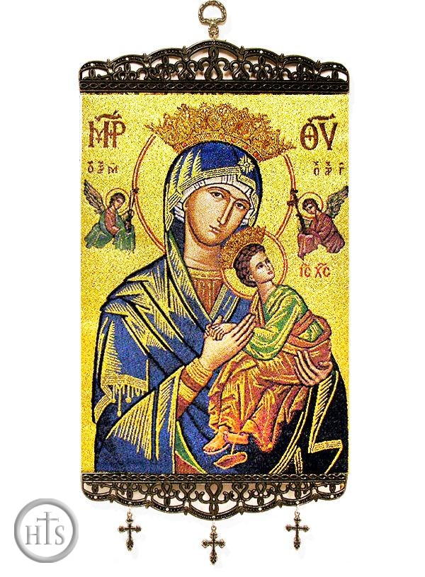 HolyTrinityStore Image - Virgin of Passions, Textile Art  Tapestry Icon Banner, 17
