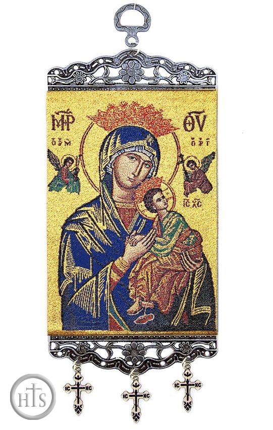 HolyTrinity Pic - Virgin of Passions (In Blue), Textile Art  Tapestry Icon Banner
