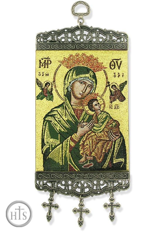Product Image - Virgin of Passions (In Green), Textile Art  Tapestry Icon Banner