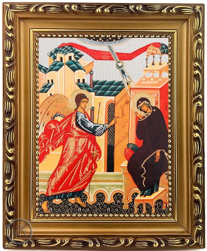 Photo - The Annunciation (Salutation), Wooden Frame Orthodox Icon with Stand