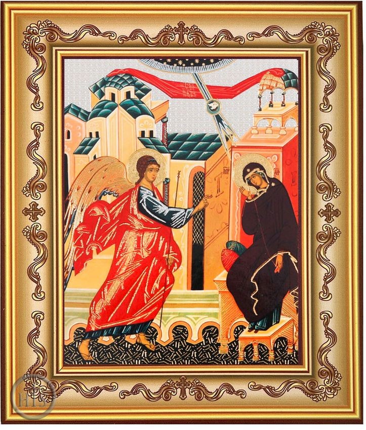 Product Photo - The Annunciation (Salutation), Gold Foil Orthodox Icon in Frame 
