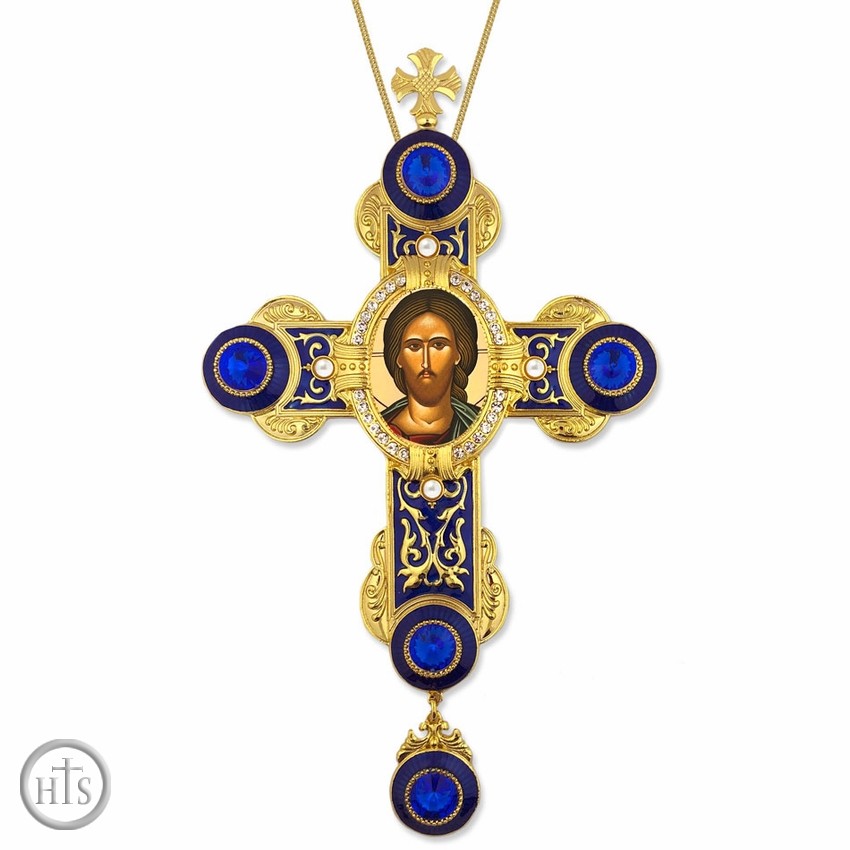HolyTrinityStore Photo - Jesus Christ, Greek Icon in Byzantine Styled Cross Ornament