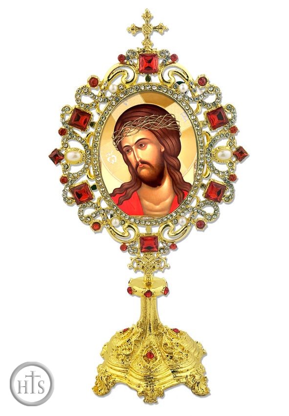 Photo - The Christ Crowned with Thorns Icon in Pearl Jeweled Shrine - Monstrance Style