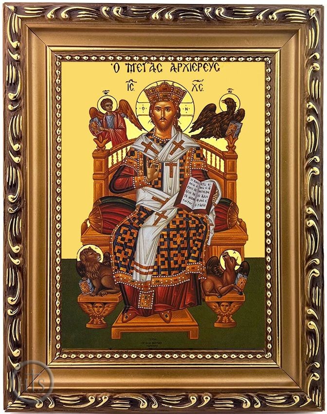 Product Photo - The Christ Almighty Enthroned, Wooden Frame Byzantine Greek Icon