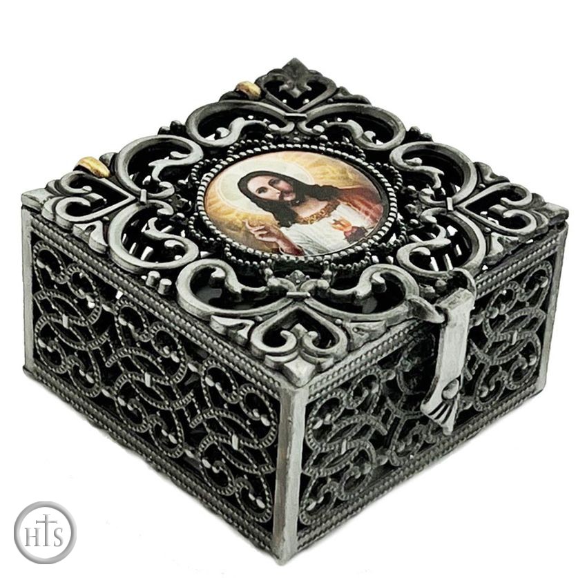 Image - Sacred Heart of Jesus, Filigree Keepsake Icon Box, Small