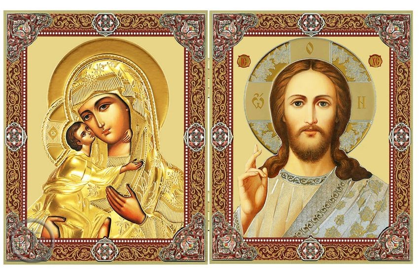 HolyTrinity Pic - Christ The Teacher and Virgin Mary Feodorovskaya, Diptych  