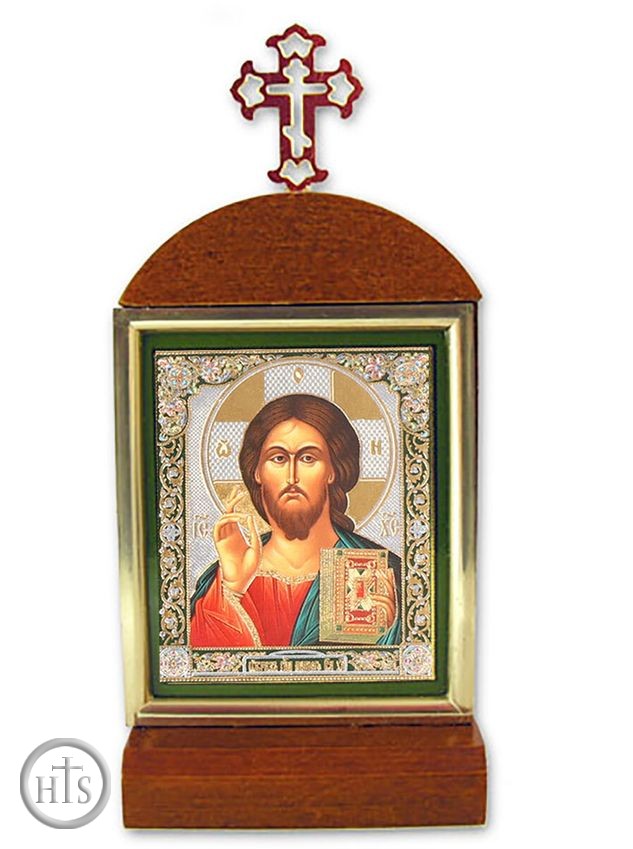 HolyTrinityStore Image - Christ The Teacher, Wooden Shrine Icon