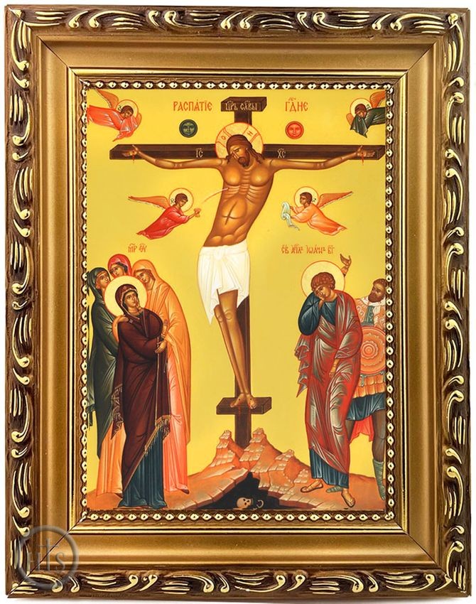 Picture - The Crucifixion with Angels, Orthodox Framed Icon
