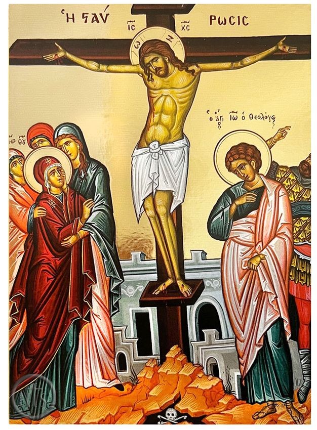 HolyTrinityStore Picture - Crucifixion of Christ, Gold Foil Orthodox Icon
