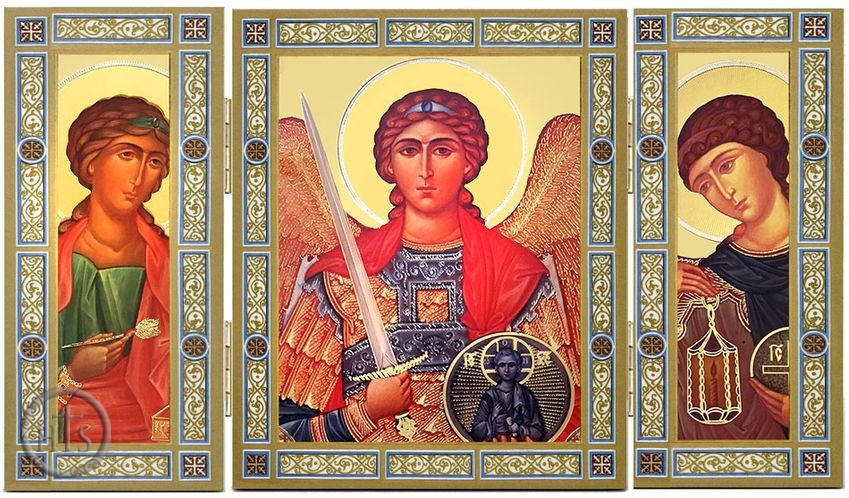 HolyTrinityStore Picture - The Great Archangels Gold Foil Triptych 