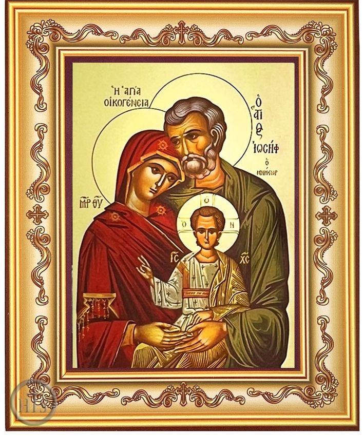 HolyTrinityStore Photo - The Holy Family, Framed Byzantine Greek Icon, Gilded