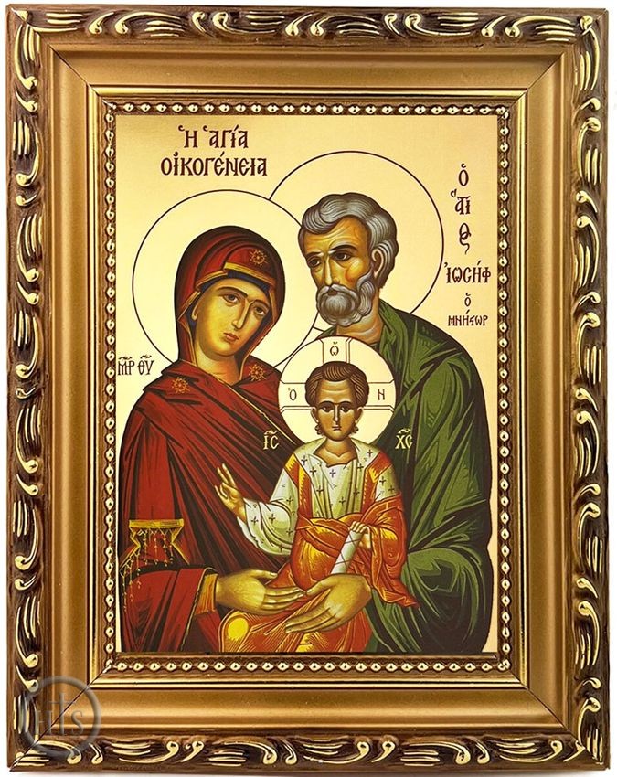 Product Image - The Holy Family, Wooden Frame Byzantine Greek Icon, Gulded