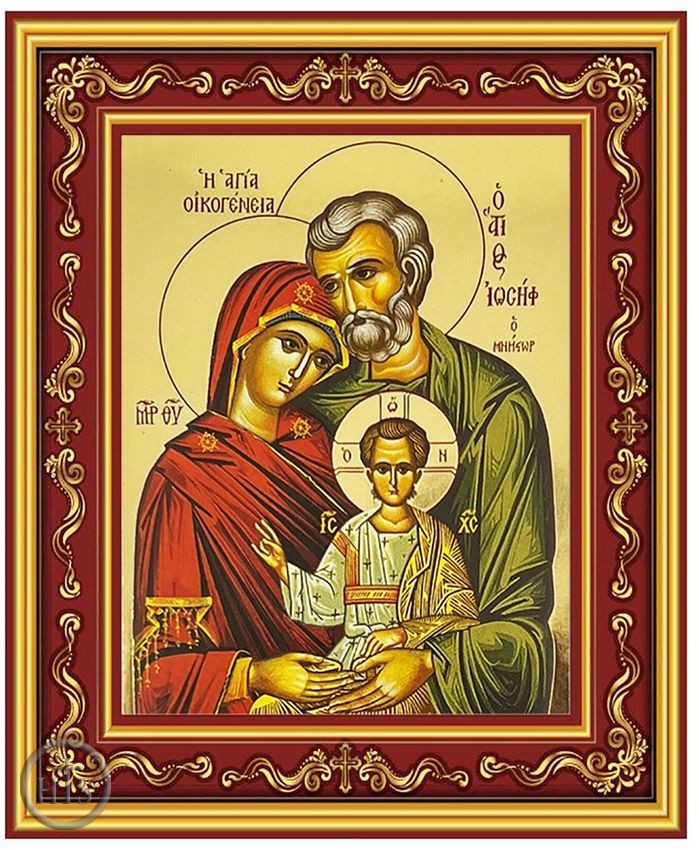 Photo - The Holy Family, Greek Byzantine Orthodox Icon in Frame