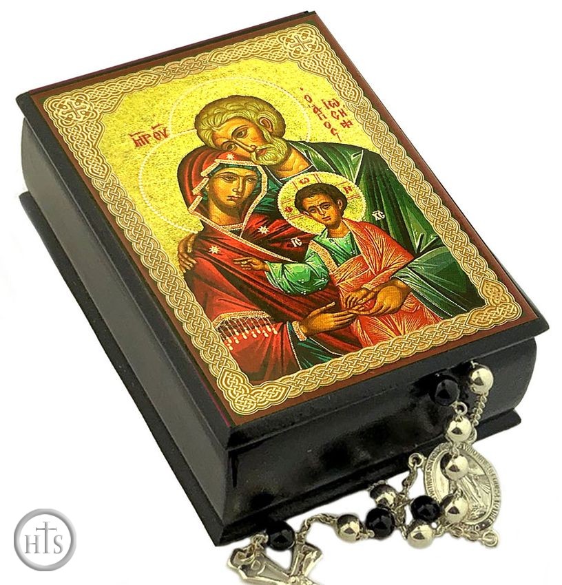 HolyTrinityStore Picture - The Holy Family, Keepsake Rosary Icon Box