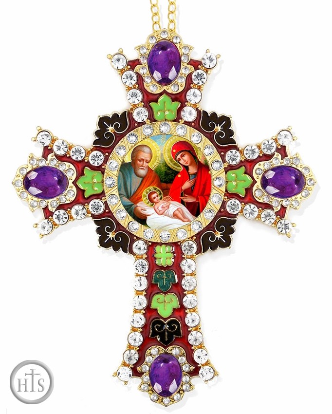 Picture - The Holy Family Icon in  Jeweled Wall Cross