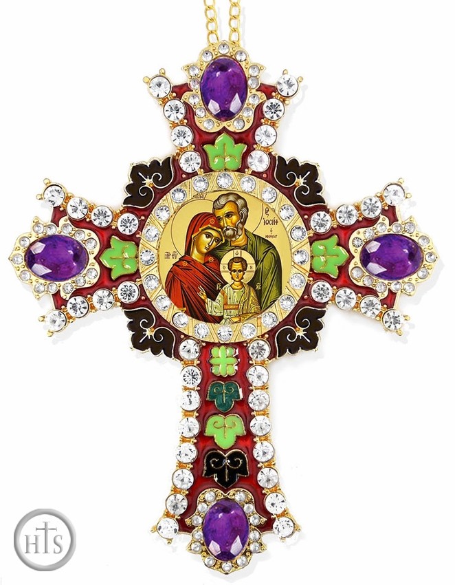 Pic - The Holy Family Byzantine Icon in Jeweled Wall Cross