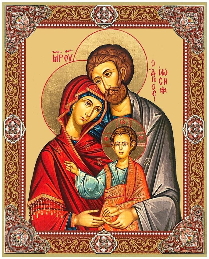 Image - The Holy Family, Gold Foil Wooden Orthodox Mini Icon