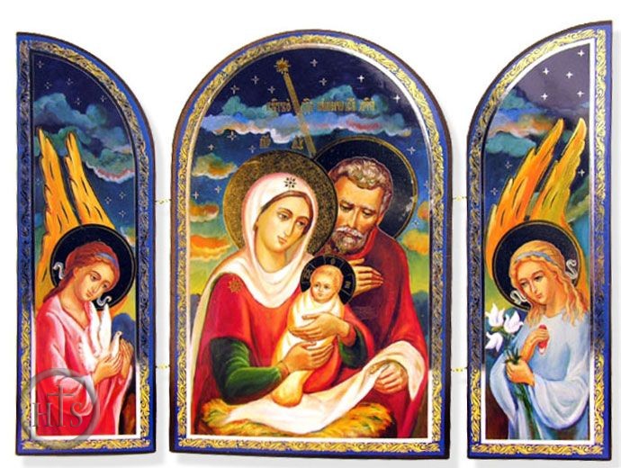 Pic - The  Holy Family and Nativity of Christ, Orthodox Triptych Icon 