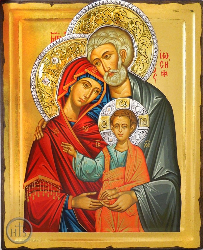 Product Photo - The Holy Family, Serigraph Orthodox Jeweled Icon 