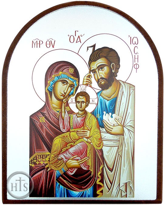 HolyTrinityStore Image - The Holy Family, Silver  Silk Screen Orthodox Icon