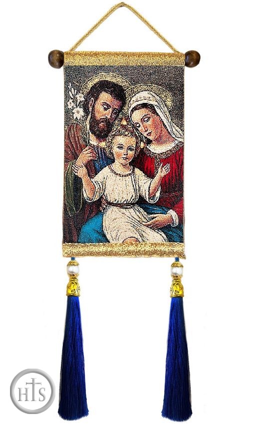 Image - The Holy Family, Hanging Tapestry Icon Banner With Tassels