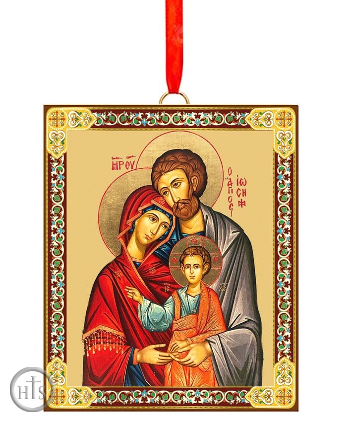 HolyTrinityStore Picture - The Holy Family, 2 Sided Wooden Icon Ornament