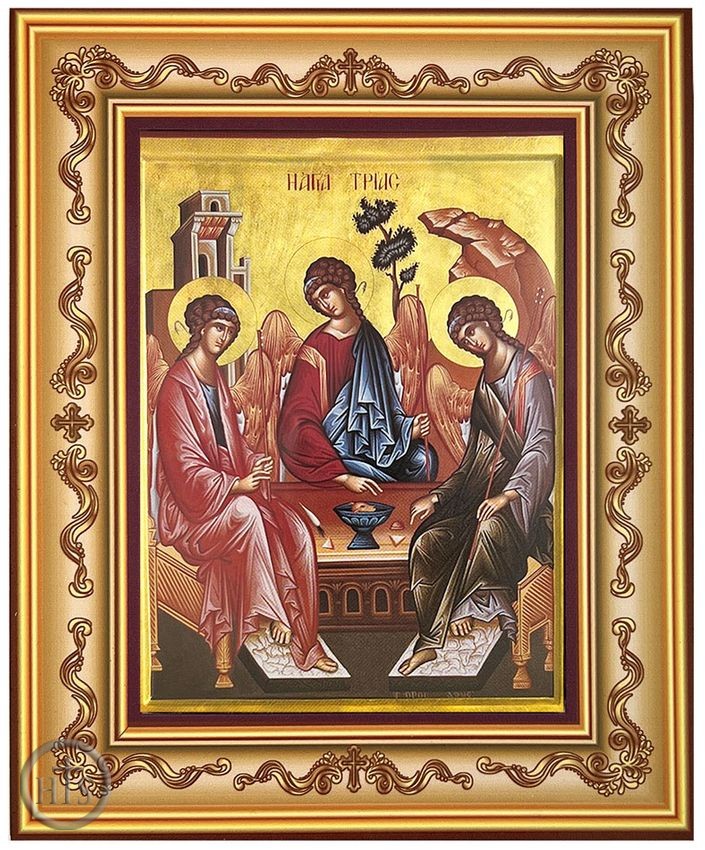 Product Picture - The Holy Trinity, Orthodox Byzantine Framed Icon with Stand